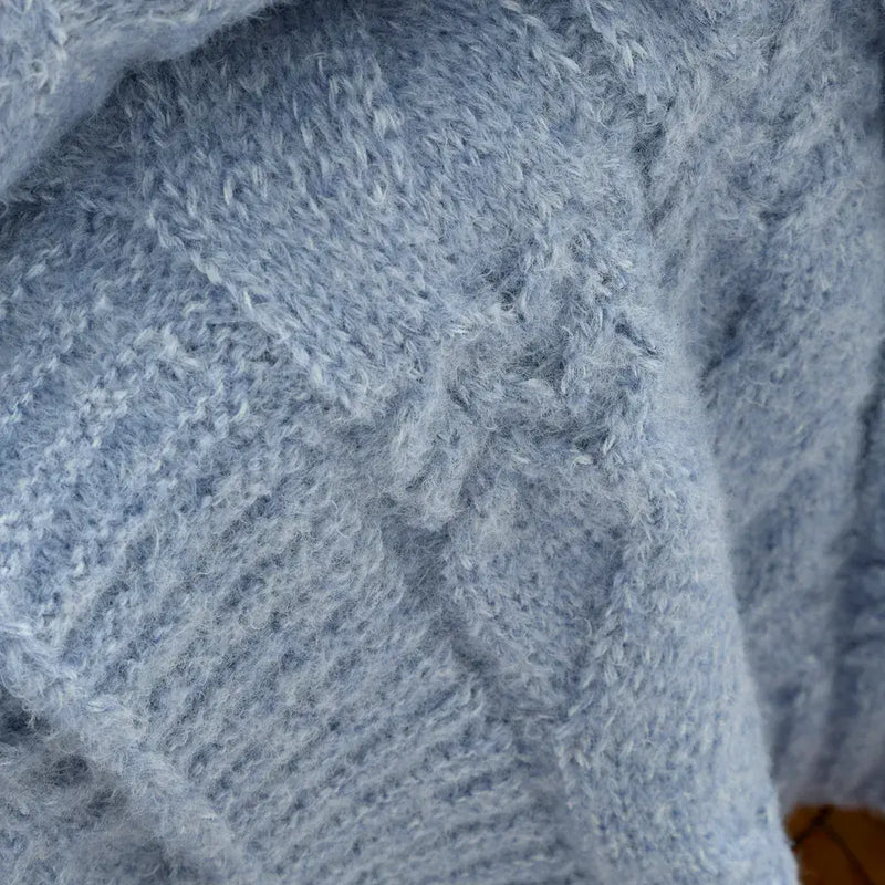 Bianca Cable Knit Throw  150 x 200 cm| Blue