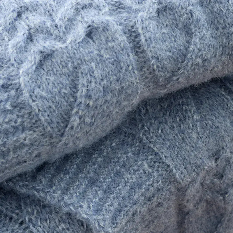 Bianca Cable Knit Throw  150 x 200 cm| Blue