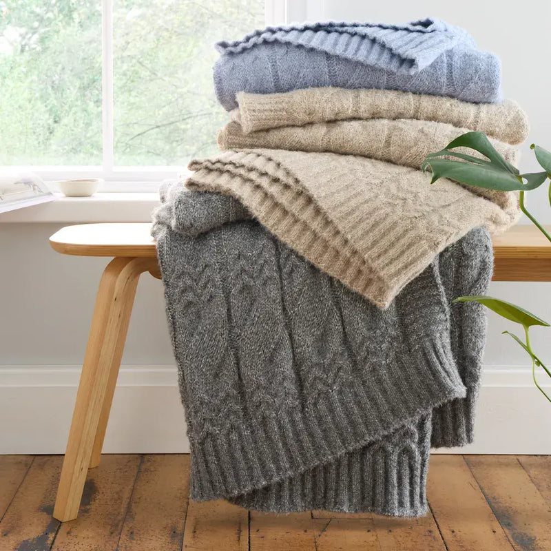 Bianca Cable Knit Throw 150 x 200 cm| Natural