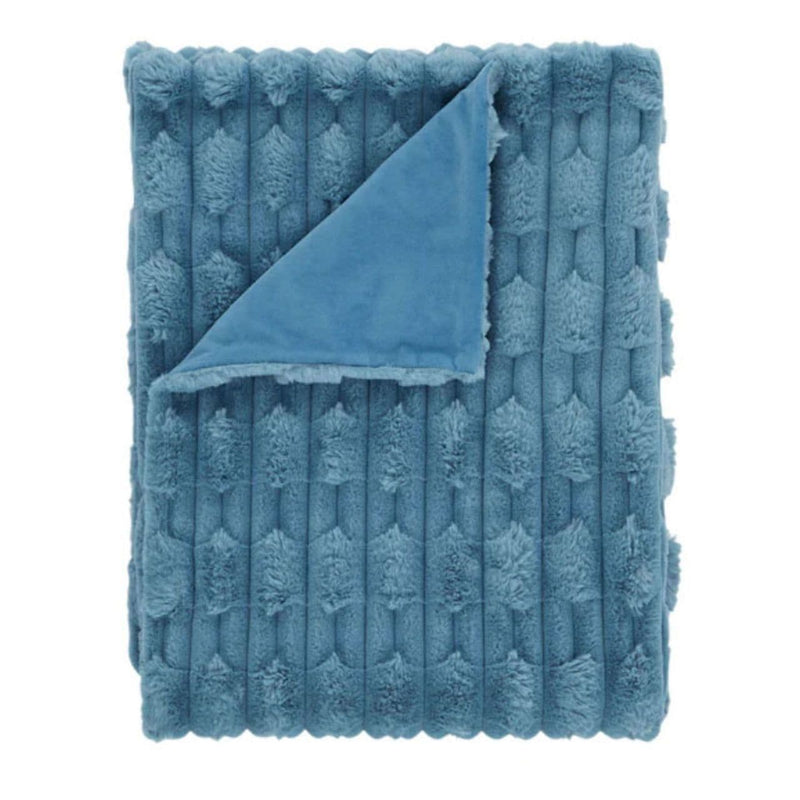 Bianca Carved Faux Throw | Blue