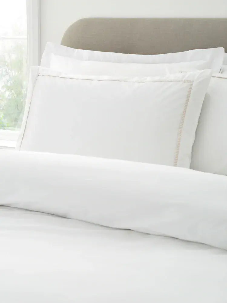 Bianca Contrast Trim Quilt Set | White Sand