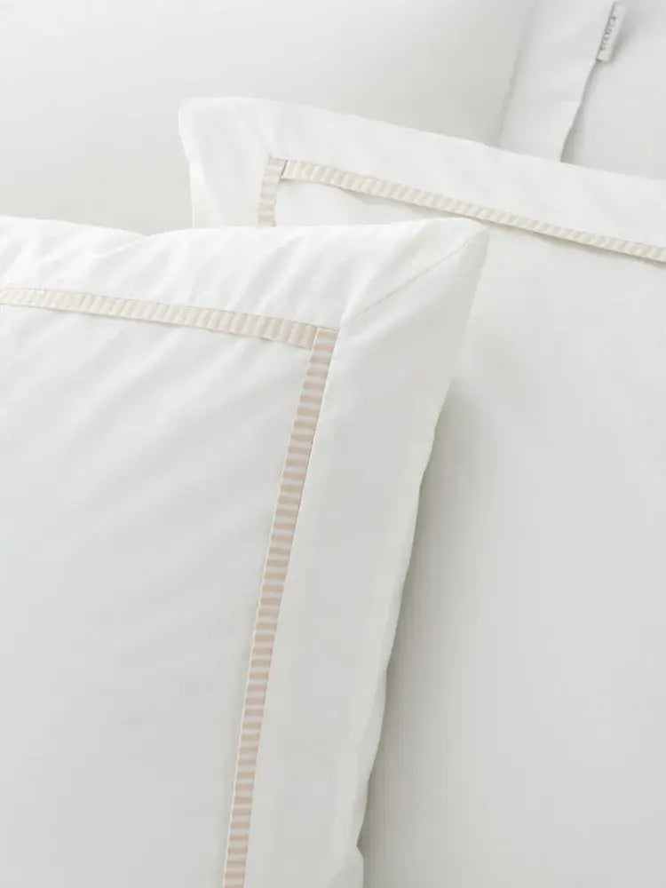 Bianca Contrast Trim Quilt Set | White Sand