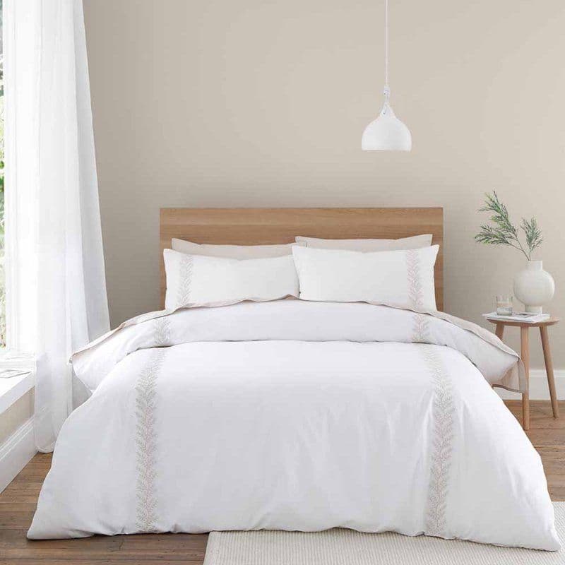BIANCA Embroidery Leaf Duvet Cover Set - Natural