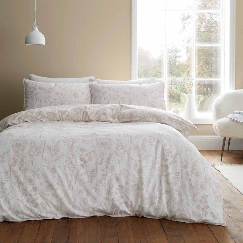 Bianca Floral Toile Brushed Quilt Set | Natural