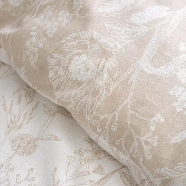 Bianca Floral Toile Brushed Quilt Set | Natural