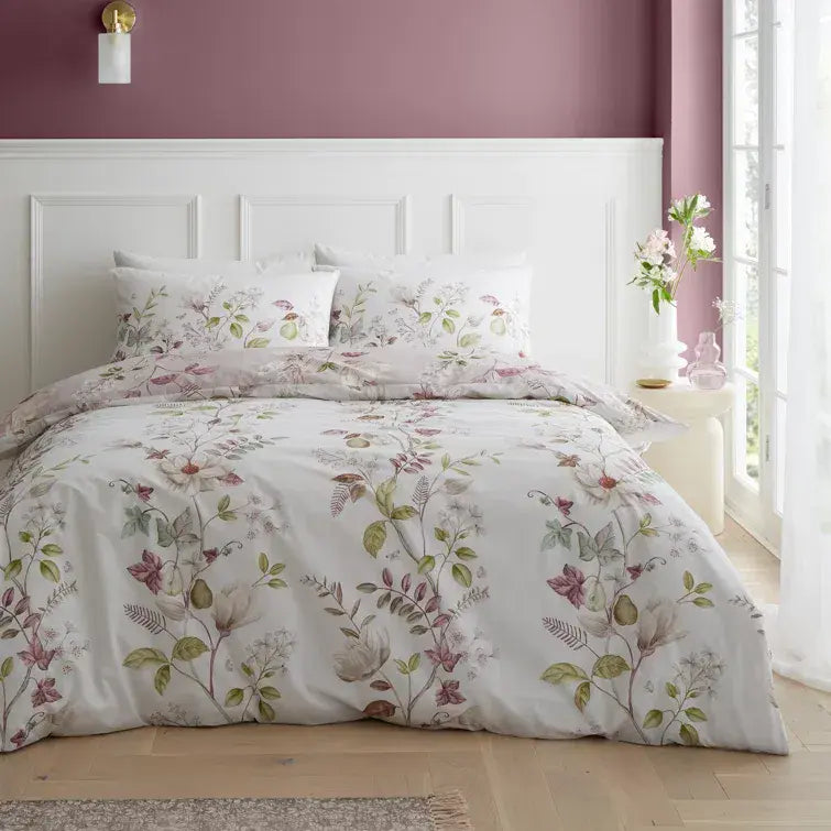 Bianca Francesca Floral Cotton Reversible Duvet Cover Set | Blush