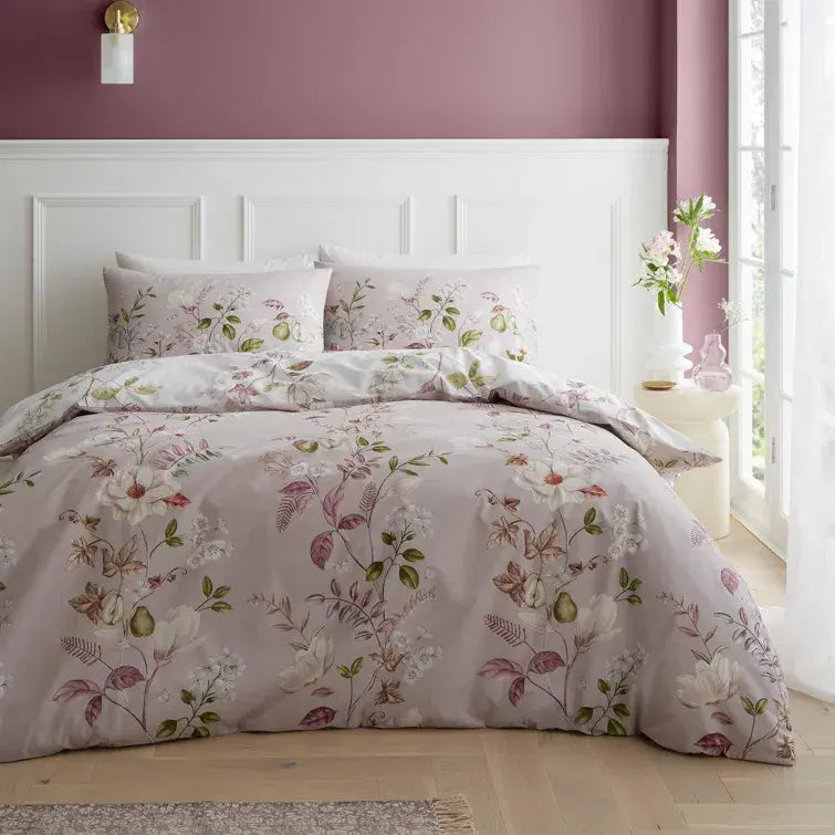 Bianca Francesca Floral Cotton Reversible Duvet Cover Set | Blush