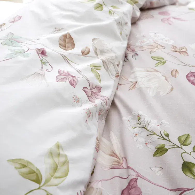 Bianca Francesca Floral Cotton Reversible Duvet Cover Set | Blush