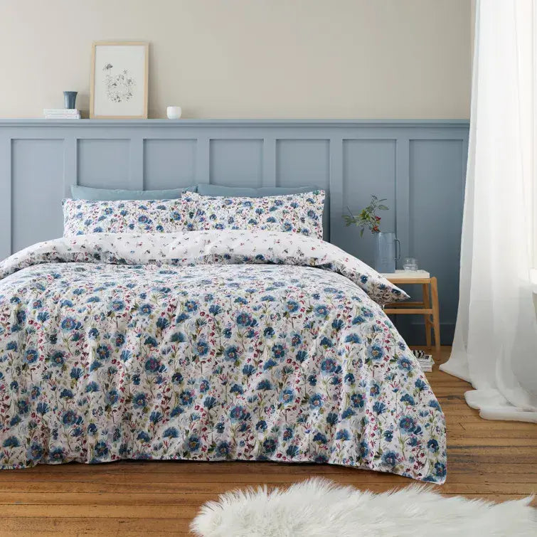 Bianca Ophelia Floral Brushed Quilt Set | Blue