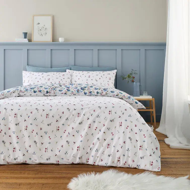 Bianca Ophelia Floral Brushed Quilt Set | Blue