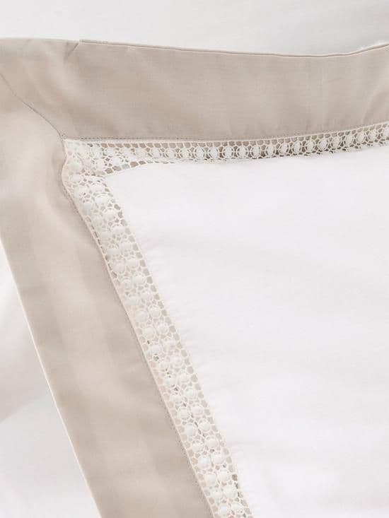 Bianca Oxford Lace Trim Quilt Set | Natural
