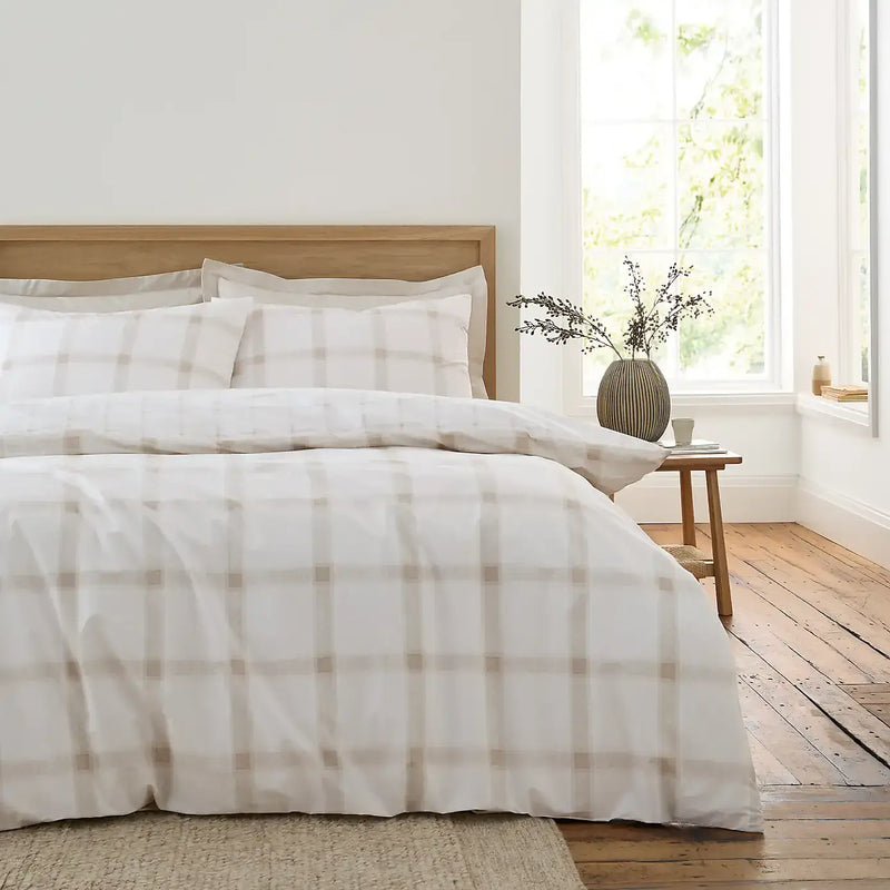 Bianca Oxton Check Duvet Set | Natural
