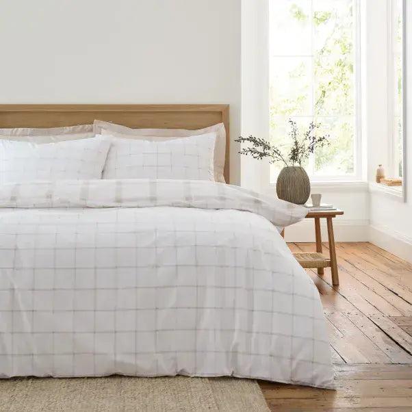 Bianca Oxton Check Duvet Set | Natural