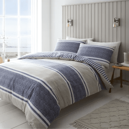 Bianca  Quilt Set  Textured Banded Stripe| Blue