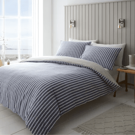 Bianca  Quilt Set  Textured Banded Stripe| Blue