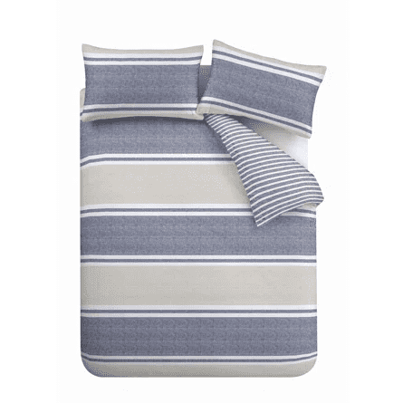 Bianca  Quilt Set  Textured Banded Stripe| Blue