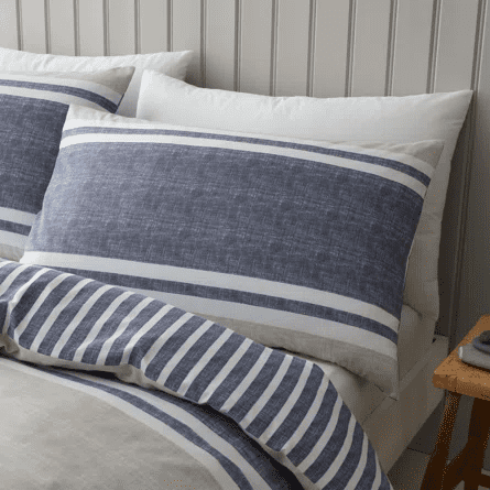 Bianca  Quilt Set  Textured Banded Stripe| Blue