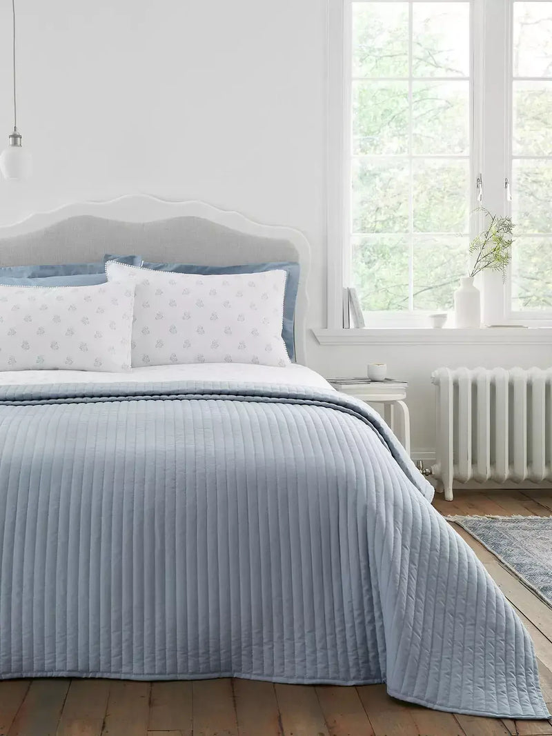 Bianca Quilted Lines Bedspread 220x2230cm| Blue