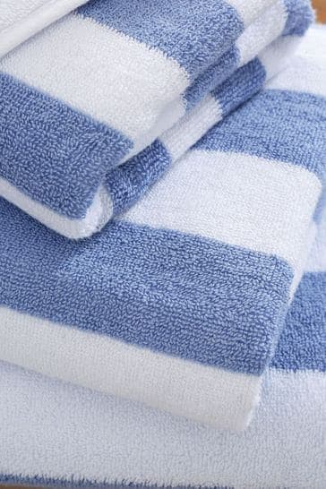 Bianca Reversible Stripe Jacqual Towels| Blue
