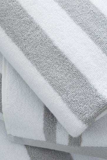 Bianca Reversible Stripe Jacqual Towels | Grey