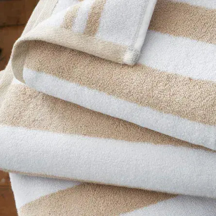 Bianca Reversible Stripe Jacqual Towels | Natural