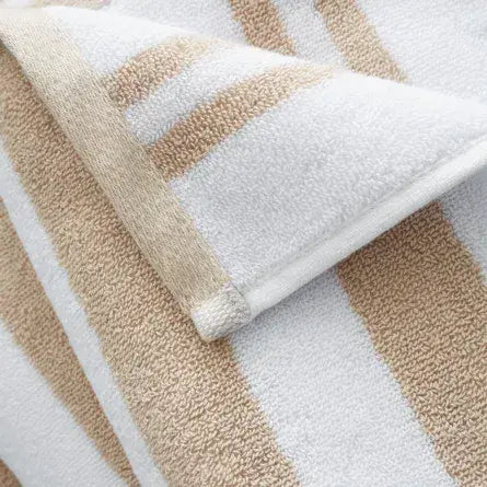 Bianca Reversible Stripe Jacqual Towels | Natural