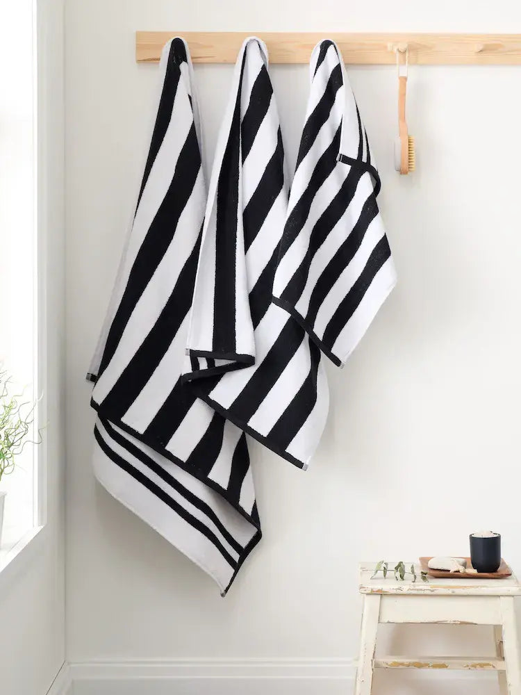 Bianca Reversible Stripe Jacquard Towels | Black
