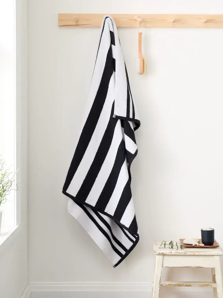 Bianca Reversible Stripe Jacquard Towels | Black