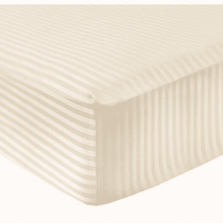 Bianca Satin Stripe 300TC Fitted Sheet | Natural