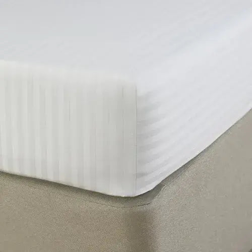 Bianca Satin Stripe 300TC Fitted | White