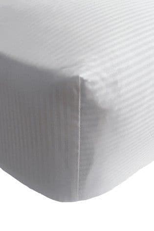 Bianca Satin Stripe 300TC Fitted | White