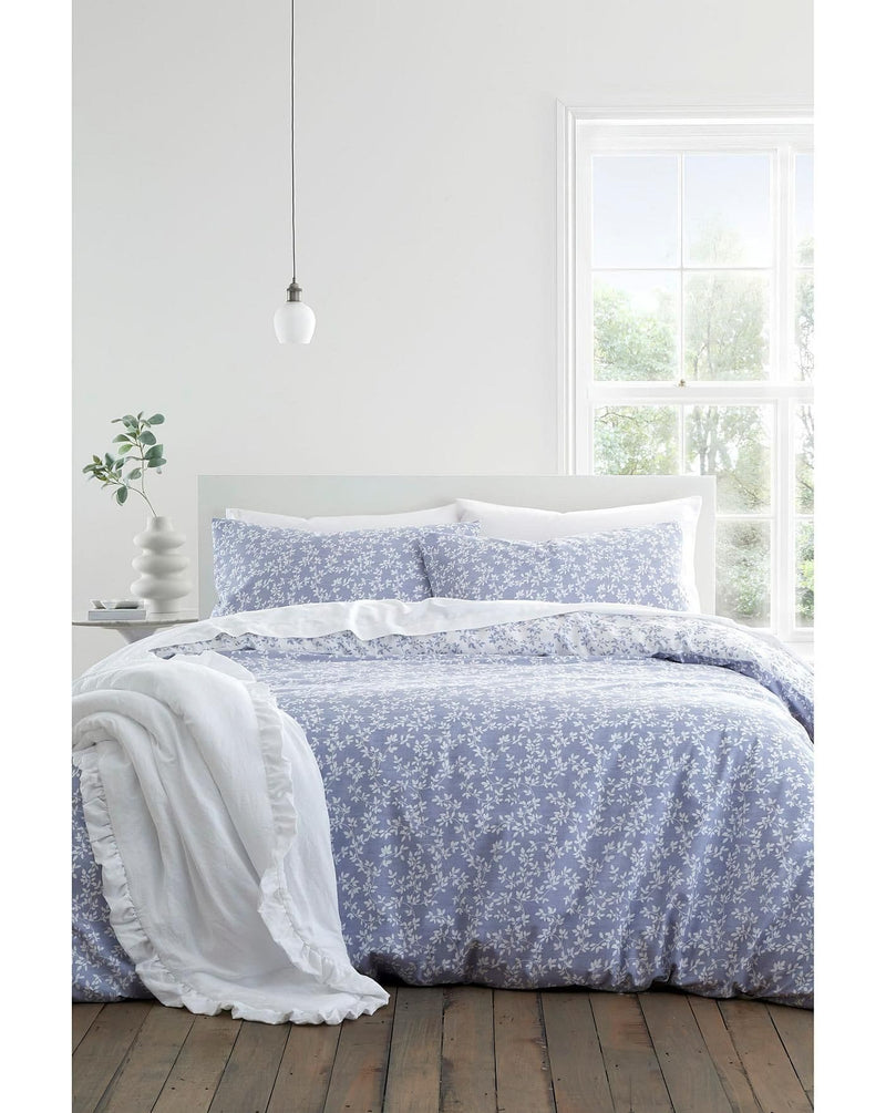 Bianca Shadow Leaves Quilt Set | Blue