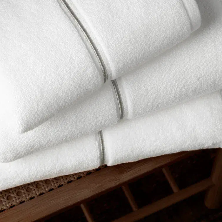 Bianca Zero Twist Satin Stitch Towel| White