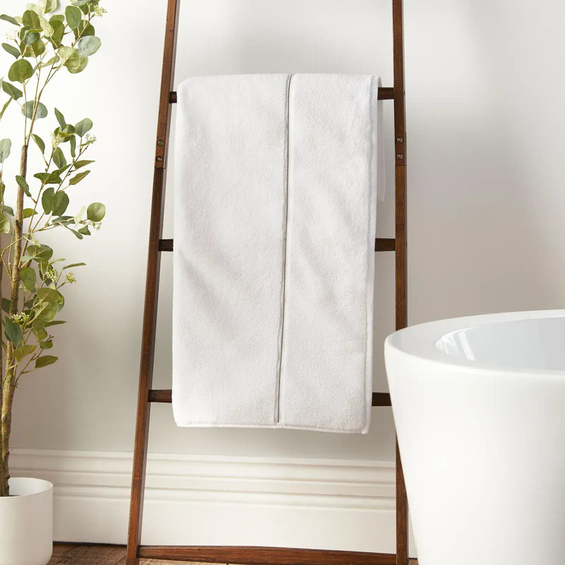 Bianca Zero Twist Satin Stitch Towel| White