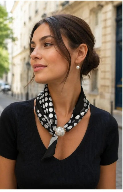 Best Angel Scarf with Pearls & Magnetic Closure | Black BA4416_5
