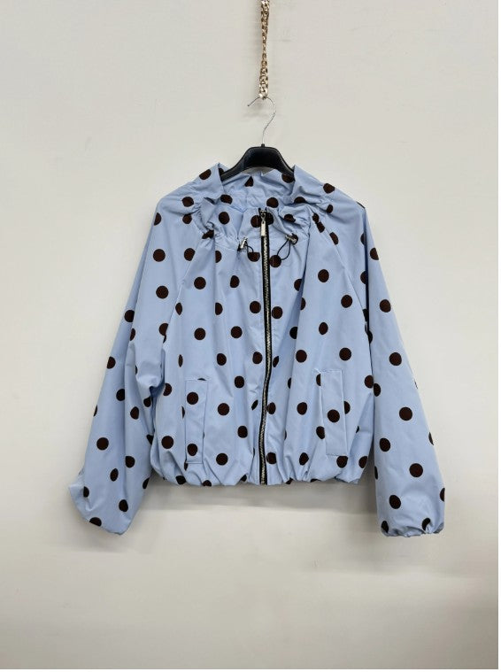 MAY MODA Rose Polka Dot Lightweight Jacket | Sky Blue