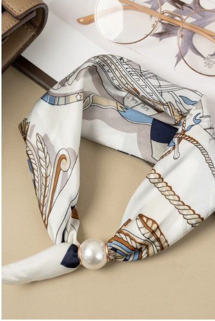 COSMOS Scarf with Magnetic Pearl | Blue FL87007-250