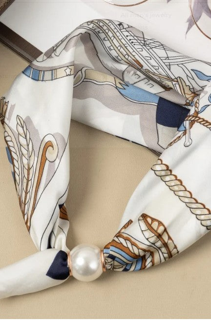 COSMOS Scarf with Magnetic Pearl | Blue FL87007-250