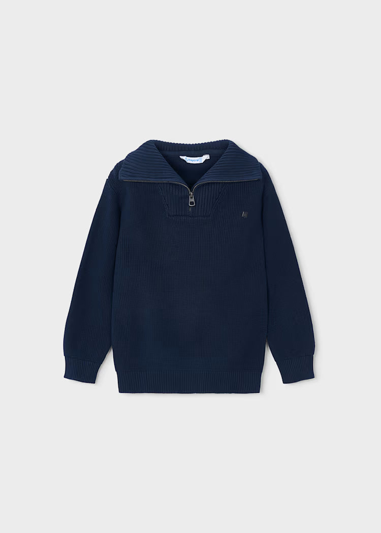 Mayoral Boys Half-Zip Ribbed Knit Sweater | Navy 4307