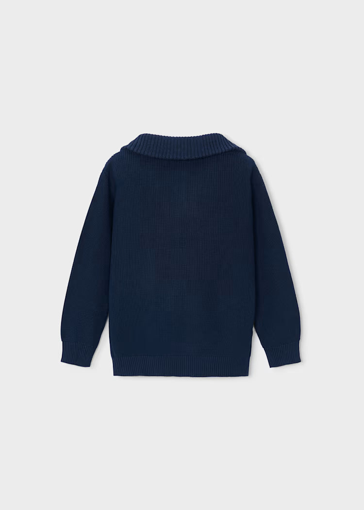 Mayoral Boys Half-Zip Ribbed Knit Sweater | Navy 4307