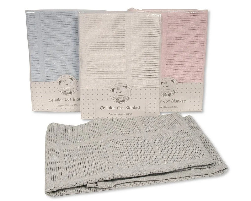 Snuggle Baby Cellular Cot Blanket | White