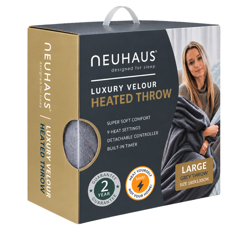 Neuhaus Velour Electric Blanket | Grey 60108