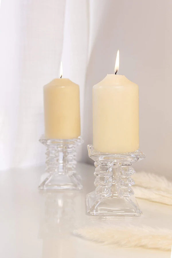 Newgrange Living Ziggy Pillar Candleholder Set with Candles | Cream 1002286