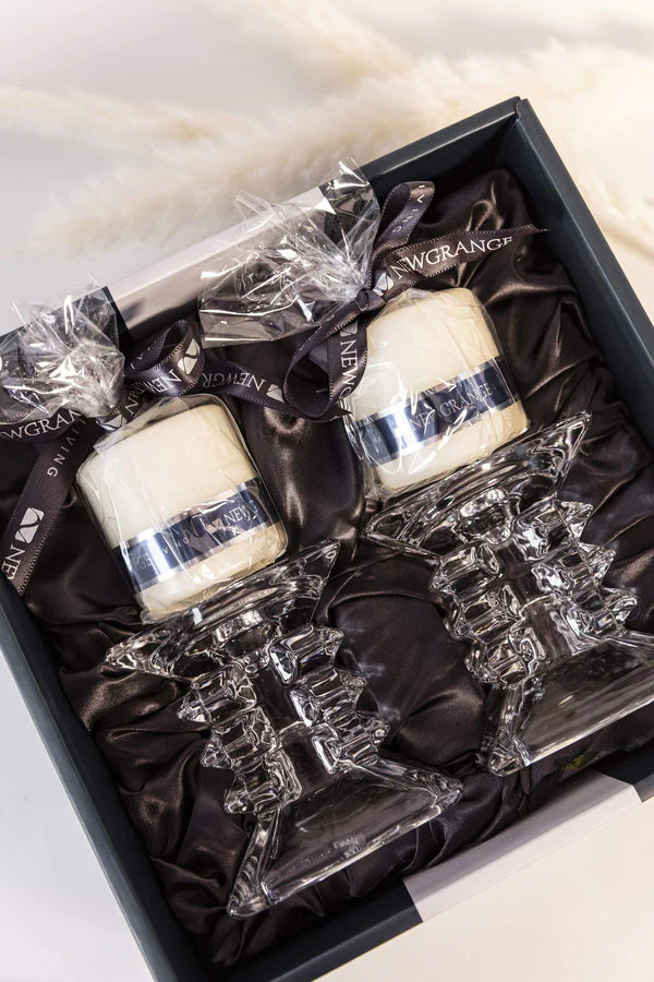Newgrange Living Ziggy Pillar Candleholder Set with Candles | Cream 1002286