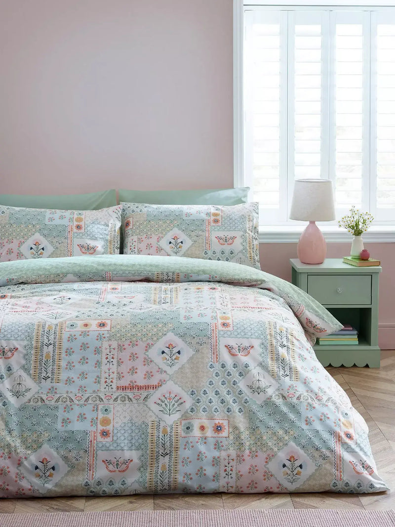 Catherine Folk Patchwork Quilt Set | Green