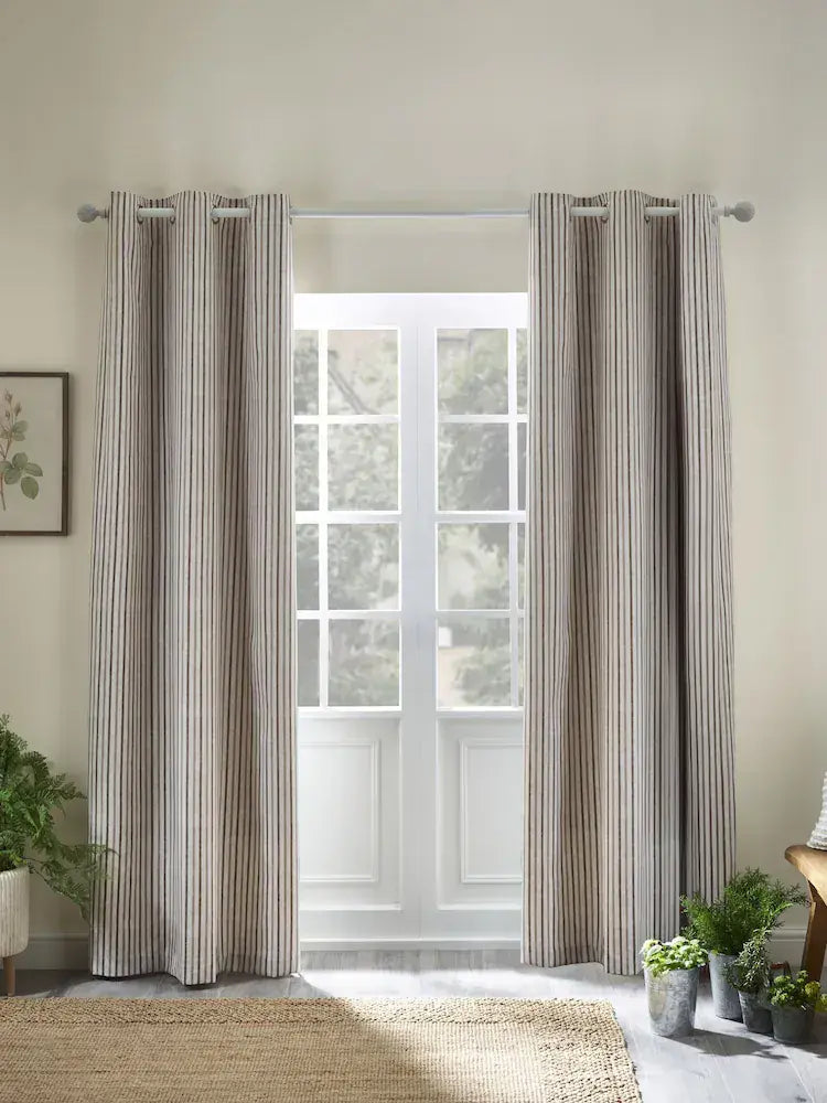 Catherine Lansfield Logan Eyelet Curtains | Natural