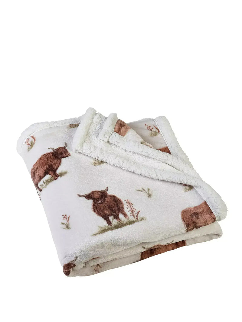 Catherine Lansfield Angus Highland Cow Throw | Natural