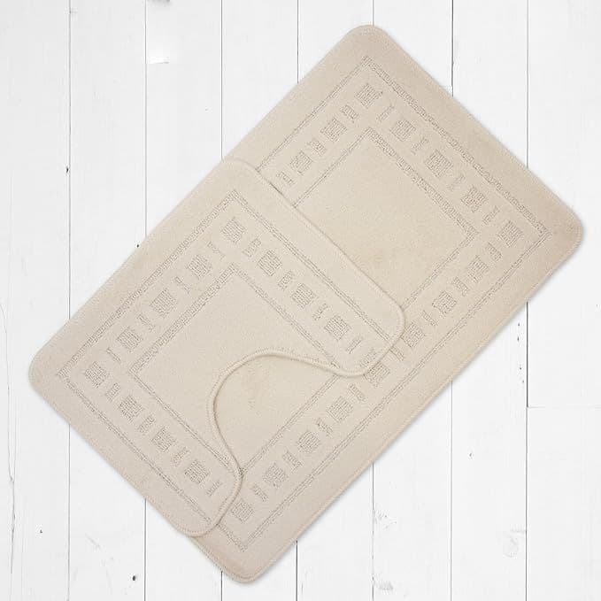 Catherine Lansfield Armoni Bath & Pedestal Mat Set | Natural