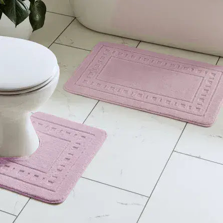 Catherine Lansfield Armoni Bath & Pedestal Mat Set | Pink