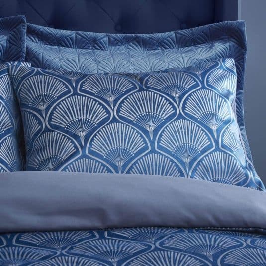 Catherine Lansfield Art Deco Pearl Quilt Set Navy